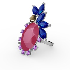 Arinna Yüzük - Neon pembe akrilik 18 ayar beyaz altın yüzük #1mr2qmz