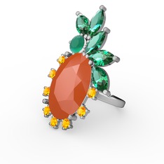 Neon turuncu akrilik 18 ayar beyaz altın yüzük