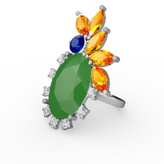 Arinna Yüzük - Neon yeşil akrilik 14 ayar beyaz altın yüzük #1nx2qtp