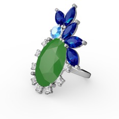 Arinna Yüzük - Neon yeşil akrilik 8 ayar beyaz altın yüzük (0.48 karat) #1ny4u7k