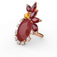 Arinna Yüzük - Kırmızı akrilik 14 ayar altın yüzük (0.48 karat) #1oeyyxr