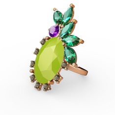 Arinna Yüzük - Neon sarı akrilik 925 ayar altın kaplama gümüş yüzük #1omdgj8