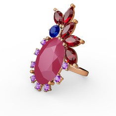 Arinna Yüzük - Neon pembe akrilik 925 ayar rose altın kaplama gümüş yüzük #1p19r2