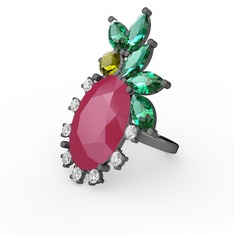 Arinna Yüzük - Neon pembe akrilik 925 ayar siyah rodyum kaplama gümüş yüzük #1p6j8lc