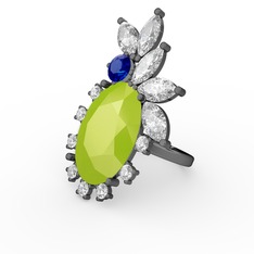 Arinna Yüzük - Neon sarı akrilik 925 ayar siyah rodyum kaplama gümüş yüzük #1p7hf9m