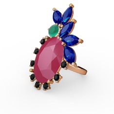 Arinna Yüzük - Neon pembe akrilik 18 ayar rose altın yüzük #1pef189