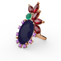 Arinna Yüzük - Lacivert akrilik 18 ayar rose altın yüzük #1ppcdbn