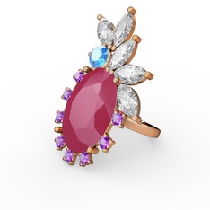 Arinna Yüzük - Neon pembe akrilik 18 ayar altın yüzük #1psk79f