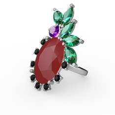 Arinna Yüzük - Kırmızı akrilik 8 ayar beyaz altın yüzük #1q1f1se