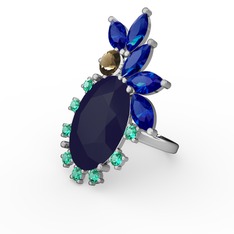 Arinna Yüzük - Lacivert akrilik 14 ayar beyaz altın yüzük #1q2q4ht