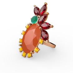 Arinna Yüzük - Neon turuncu akrilik 925 ayar altın kaplama gümüş yüzük #1qe5du4