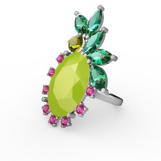 Arinna Yüzük - Neon sarı akrilik 8 ayar beyaz altın yüzük #1qhxcxr