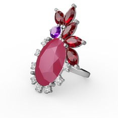 Neon pembe akrilik 18 ayar beyaz altın yüzük