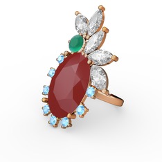 Arinna Yüzük - Kırmızı akrilik 14 ayar rose altın yüzük #1rf6o0o