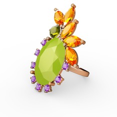 Arinna Yüzük - Neon sarı akrilik 925 ayar altın kaplama gümüş yüzük #1rj90rq