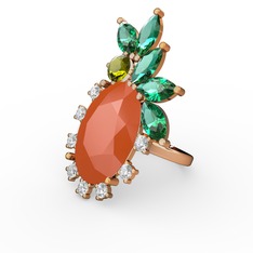 Arinna Yüzük - Neon turuncu akrilik 8 ayar rose altın yüzük (0.48 karat) #1saatr8