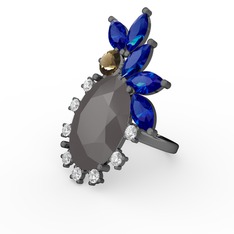 Arinna Yüzük - Füme akrilik 925 ayar siyah rodyum kaplama gümüş yüzük (0.48 karat) #1swccss