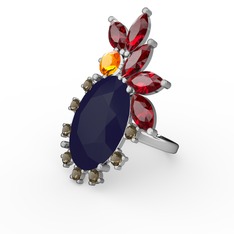 Arinna Yüzük - Lacivert akrilik 18 ayar beyaz altın yüzük #1sygvyb