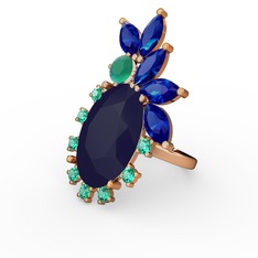 Arinna Yüzük - Lacivert akrilik 8 ayar altın yüzük #1t74j7z