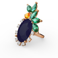 Arinna Yüzük - Lacivert akrilik 18 ayar rose altın yüzük (0.48 karat) #1toq38y