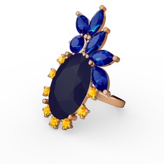 Arinna Yüzük - Lacivert akrilik, lab safir ve sitrin 8 ayar altın yüzük #1tvhds4