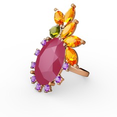 Neon pembe akrilik 925 ayar rose altın kaplama gümüş yüzük