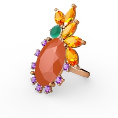 Arinna Yüzük - Neon turuncu akrilik 18 ayar rose altın yüzük #1uf37jr