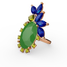 Arinna Yüzük - Neon yeşil akrilik, lab safir ve peridot 925 ayar altın kaplama gümüş yüzük #1uodrwi