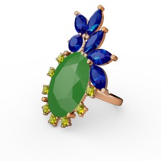 Neon yeşil akrilik, lab safir ve peridot 8 ayar rose altın yüzük