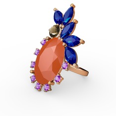 Arinna Yüzük - Neon turuncu akrilik 18 ayar altın yüzük #1uxobpq