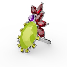 Arinna Yüzük - Neon sarı akrilik 18 ayar beyaz altın yüzük #1v90an5