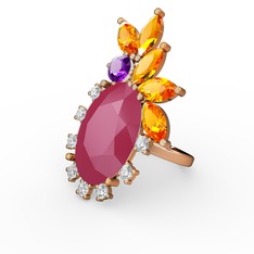 Arinna Yüzük - Neon pembe akrilik 18 ayar altın yüzük #1v95bi7