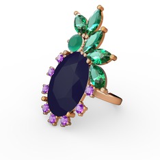 Arinna Yüzük - Lacivert akrilik 18 ayar rose altın yüzük #1v9px6c