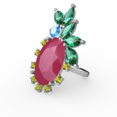 Arinna Yüzük - Neon pembe akrilik 8 ayar beyaz altın yüzük #1vfhpnf