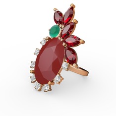 Arinna Yüzük - Kırmızı akrilik 925 ayar rose altın kaplama gümüş yüzük #1vmd7sn