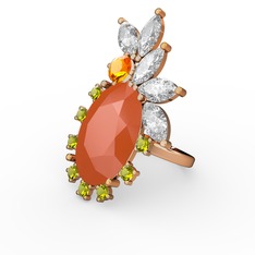 Arinna Yüzük - Neon turuncu akrilik 925 ayar rose altın kaplama gümüş yüzük #1vve9ka