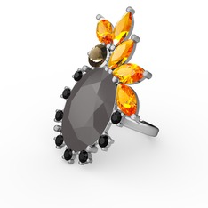 Arinna Yüzük - Füme akrilik 18 ayar beyaz altın yüzük #1w2yolt