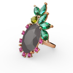 Arinna Yüzük - Füme akrilik 925 ayar rose altın kaplama gümüş yüzük #1w6bexk