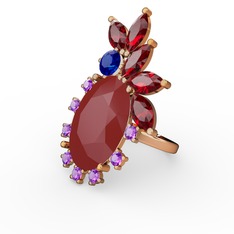 Arinna Yüzük - Kırmızı akrilik 925 ayar rose altın kaplama gümüş yüzük #1wjmcs3