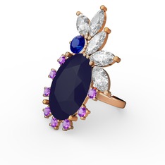 Arinna Yüzük - Lacivert akrilik 14 ayar altın yüzük #1wk15ni