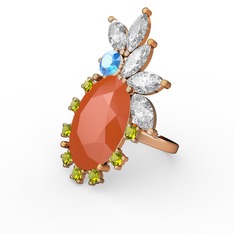 Arinna Yüzük - Neon turuncu akrilik 14 ayar altın yüzük #1wkajvt