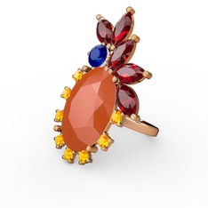 Arinna Yüzük - Neon turuncu akrilik 18 ayar altın yüzük #1wlsk10