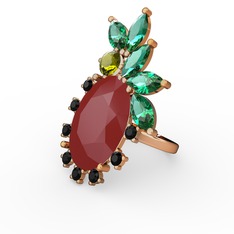 Arinna Yüzük - Kırmızı akrilik 18 ayar rose altın yüzük #1wq8ikq