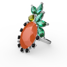 Arinna Yüzük - Neon turuncu akrilik 18 ayar beyaz altın yüzük #1xcpy3m