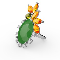 Arinna Yüzük - Neon yeşil akrilik 18 ayar beyaz altın yüzük (0.48 karat) #1xtp2ks