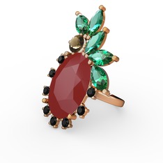 Kırmızı akrilik 925 ayar rose altın kaplama gümüş yüzük