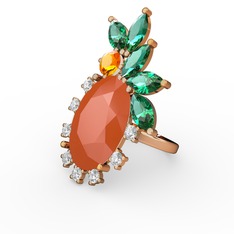 Arinna Yüzük - Neon turuncu akrilik 18 ayar rose altın yüzük (0.48 karat) #1y2c3qh