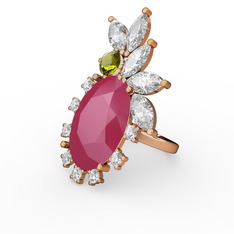 Arinna Yüzük - Neon pembe akrilik 8 ayar rose altın yüzük (0.48 karat) #1y44m3l