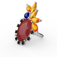 Kırmızı akrilik 925 ayar gümüş yüzük