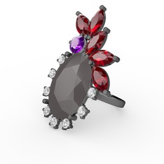 Arinna Yüzük - Füme akrilik 925 ayar siyah rodyum kaplama gümüş yüzük #1yd0t2e